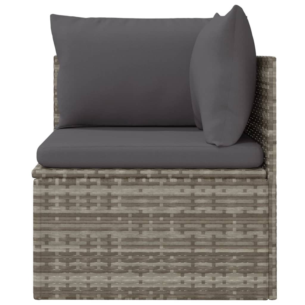 vidaXL Градински ъглов диван с възглавница сив 57x57x56 см полиратан