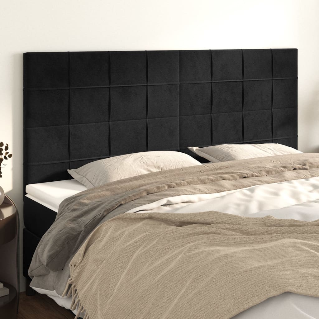vidaXL Горни табли за легло, 4 бр, черни, 100x5x78/88 см, кадифе