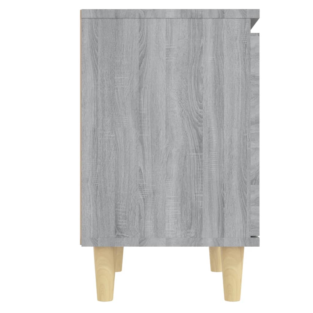 vidaXL Нощно шкафче с крака от масивно дърво, сив сонома, 40x30x50 см