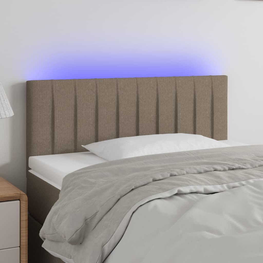 vidaXL LED горна табла за легло, таупе, 90x5x78/88 см, плат