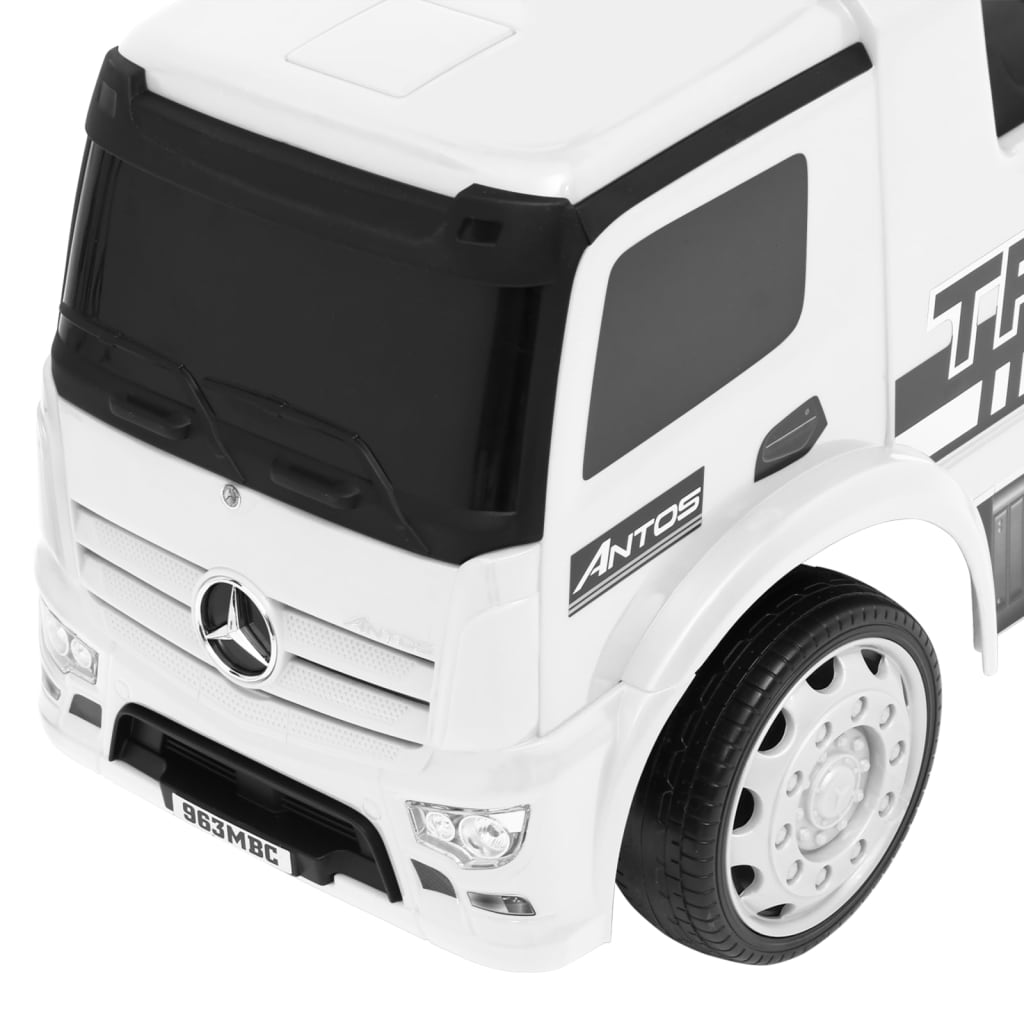 vidaXL Количка за бутане Mercedes Benz камион бяла