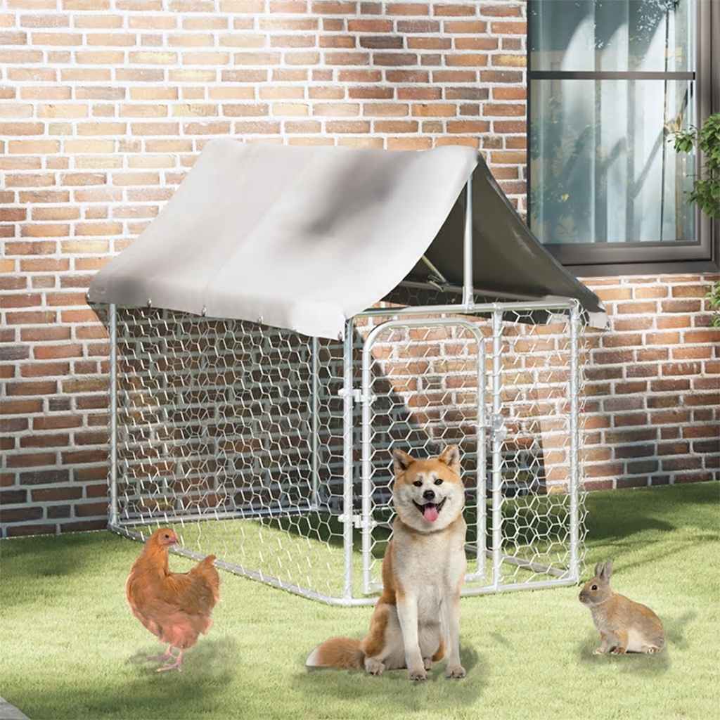vidaXL Дворна клетка за кучета с покрив, 200x100x150 см