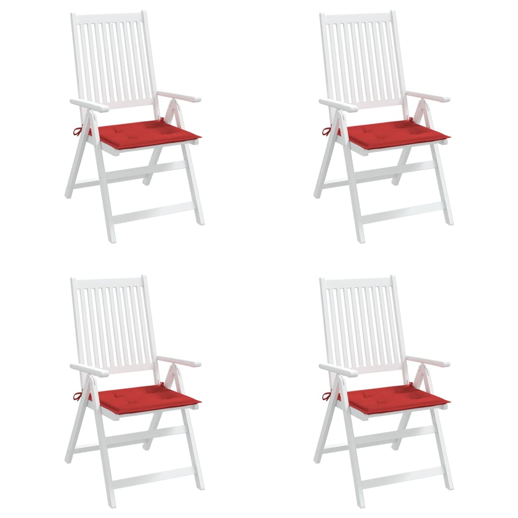 vidaXL Възглавници за столове 4 бр червени 40x40x3 см Оксфорд плат