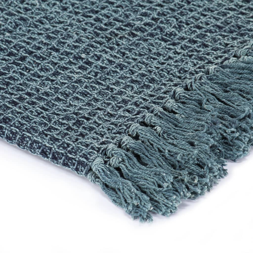 vidaXL Декоративно одеяло, памук, 220x250 см, индигово синьо