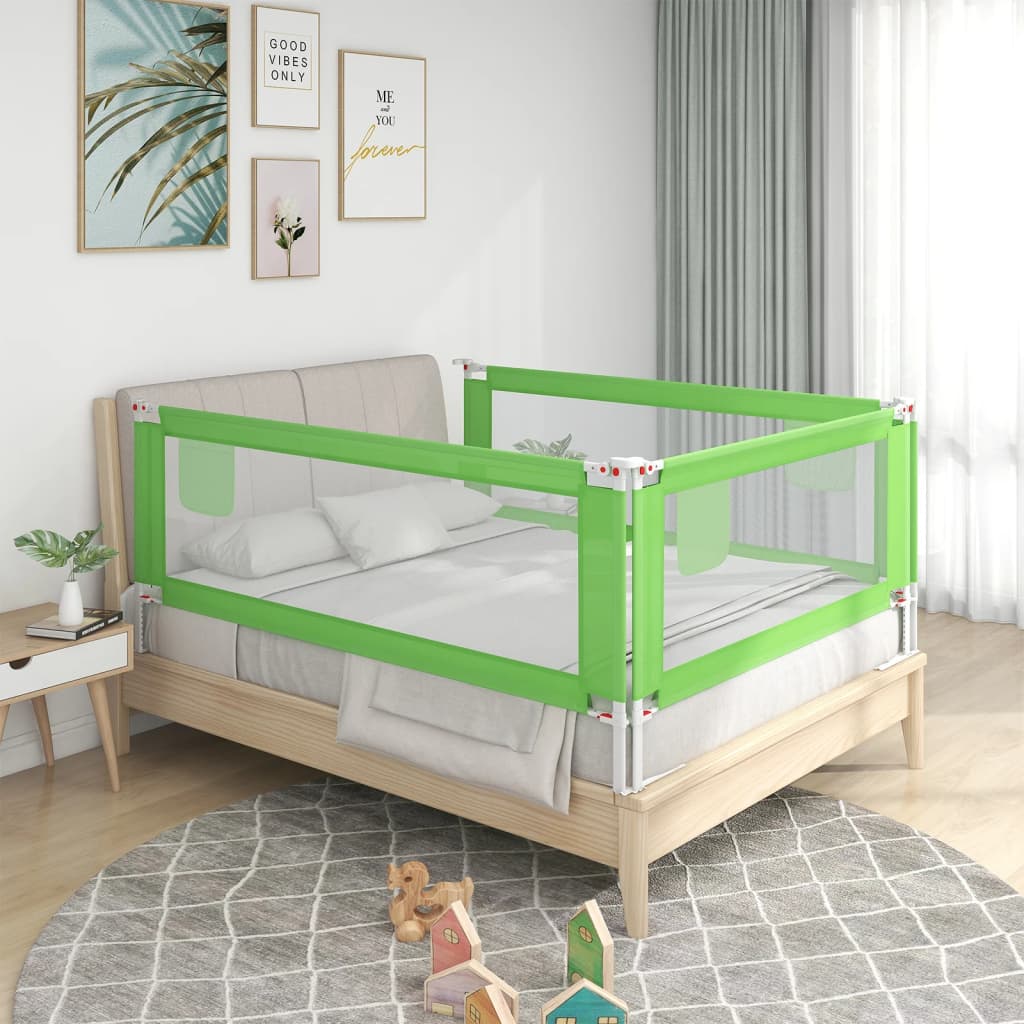 vidaXL Ограничител за бебешко легло, зелен, 150x25 см, плат