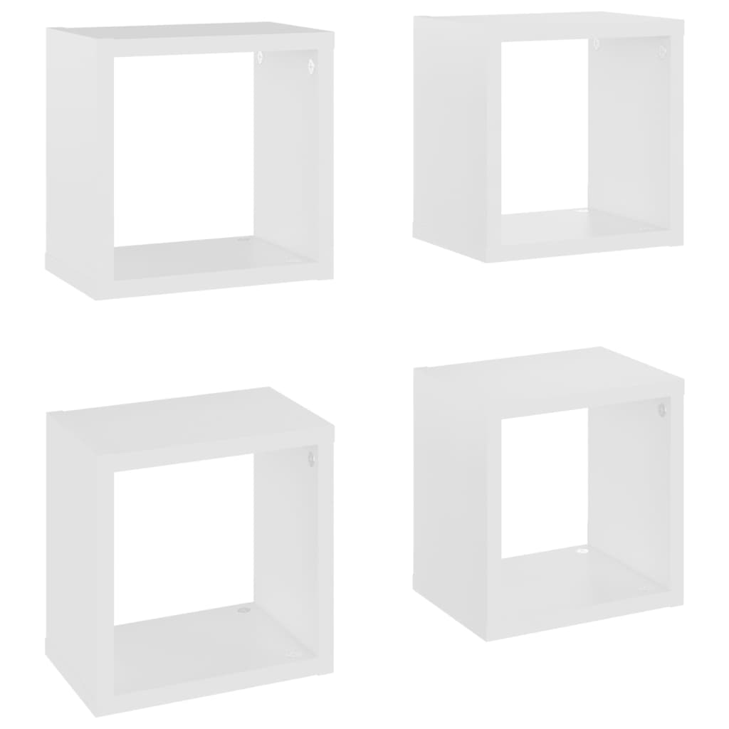 vidaXL Стенни кубични рафтове, 4 бр, бели, 22x15x22 см