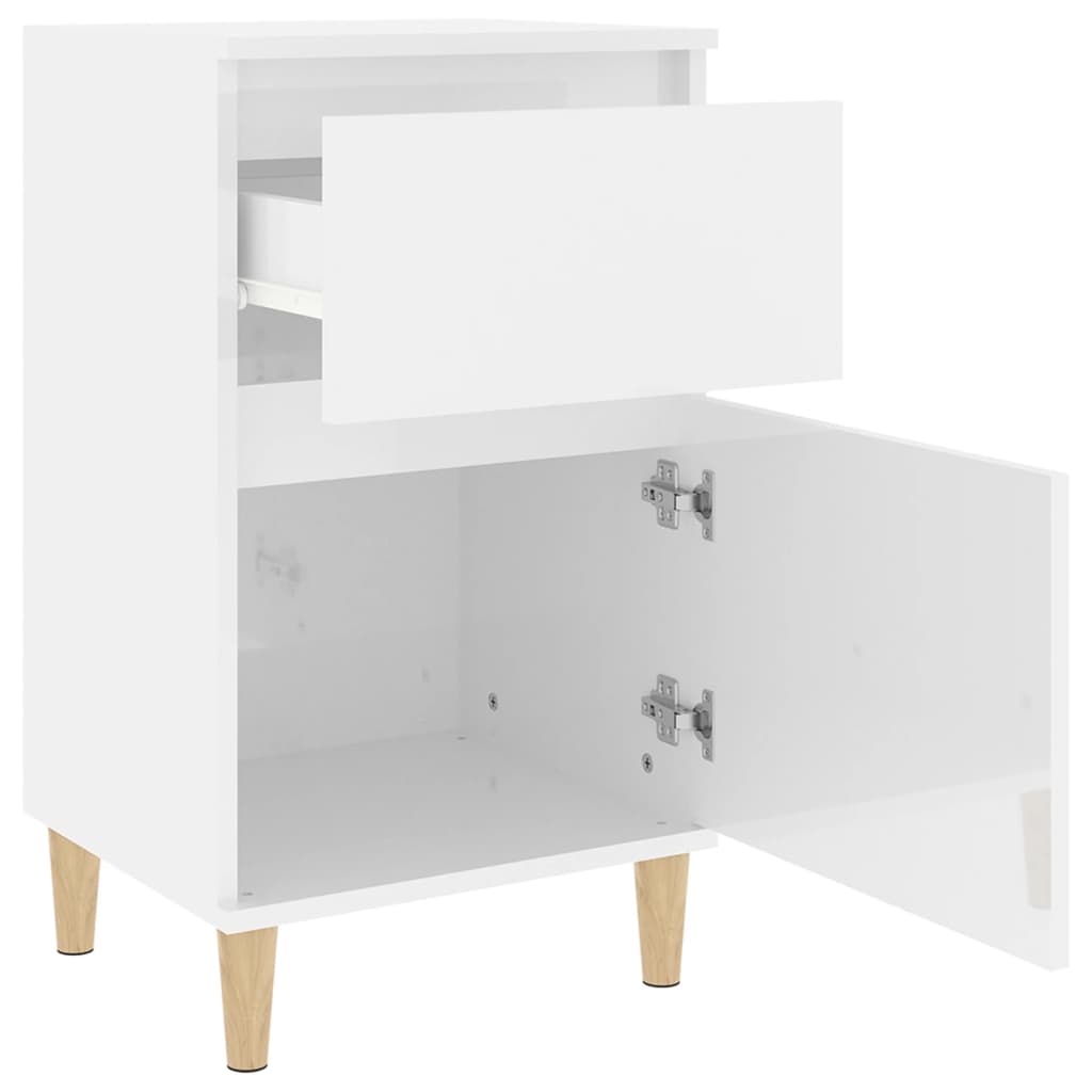 vidaXL Нощно шкафче, бял гланц, 40x35x70 см