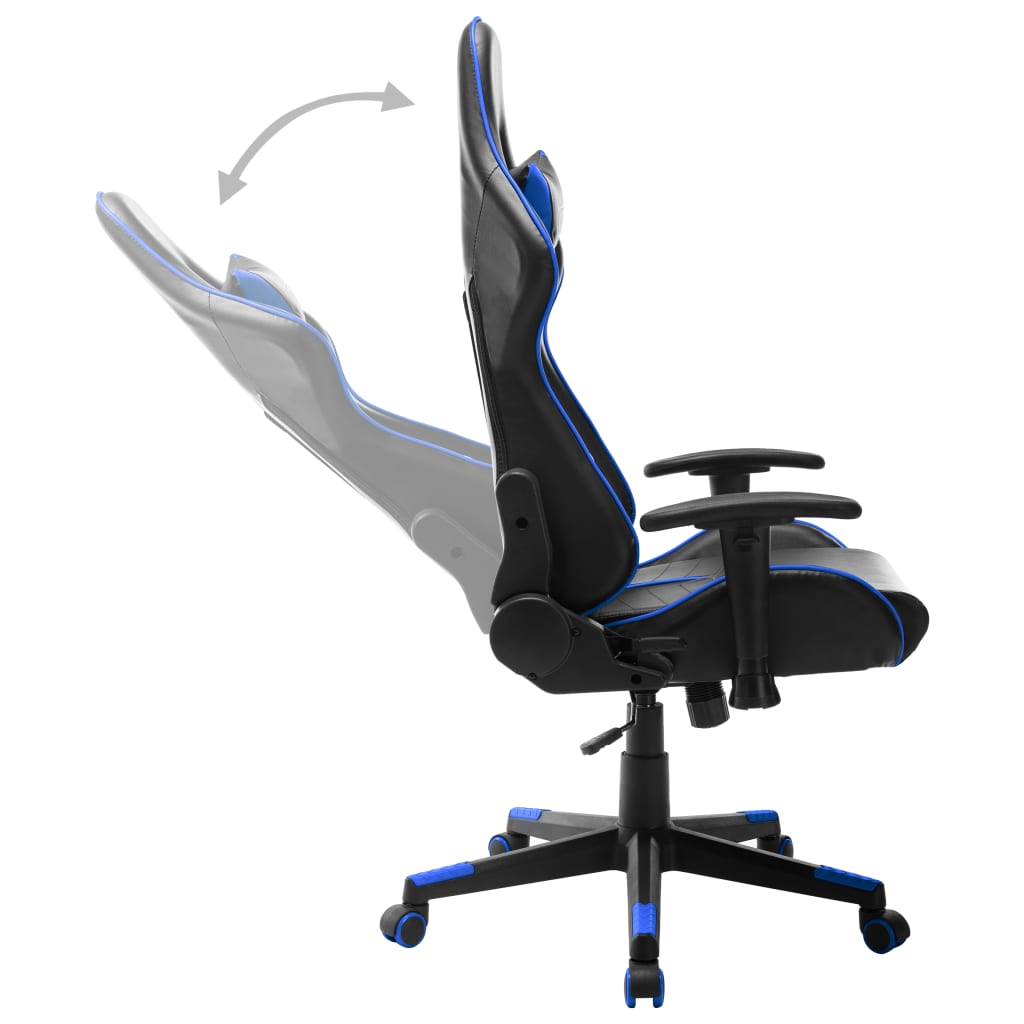 vidaXL Геймърски стол, черно и синьо, изкуствена кожа