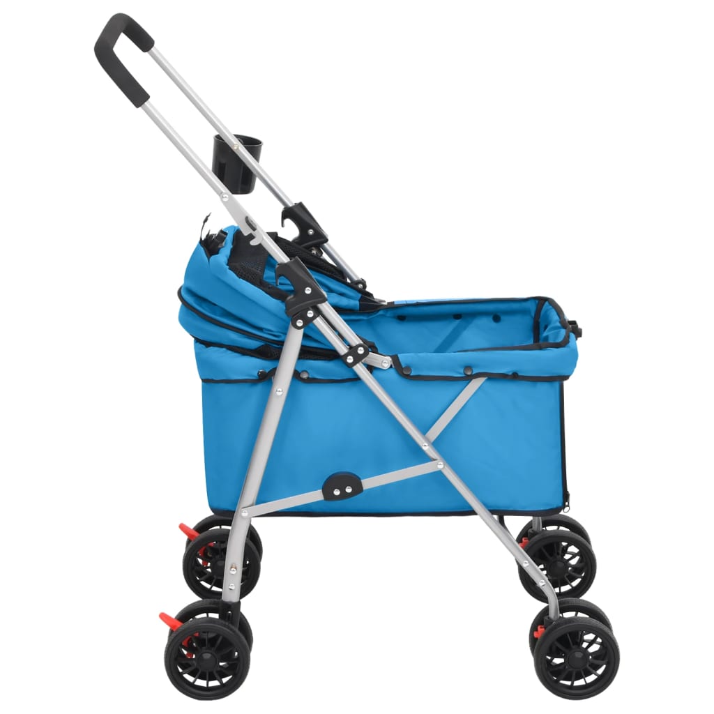 vidaXL Сгъваема количка за кучета синя 76x50x100 см Оксфорд плат