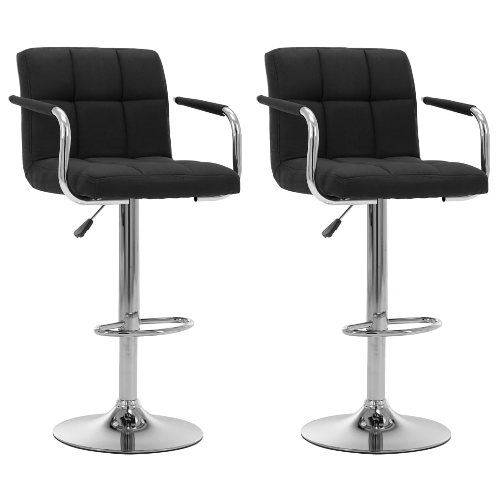 vidaXL Бар столове, 2 бр, черни, текстил