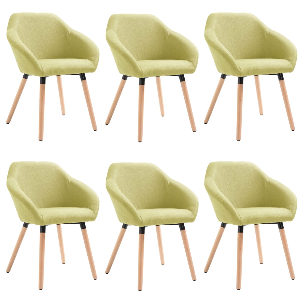 vidaXL Трапезни столове, 6 бр, зелени, плат