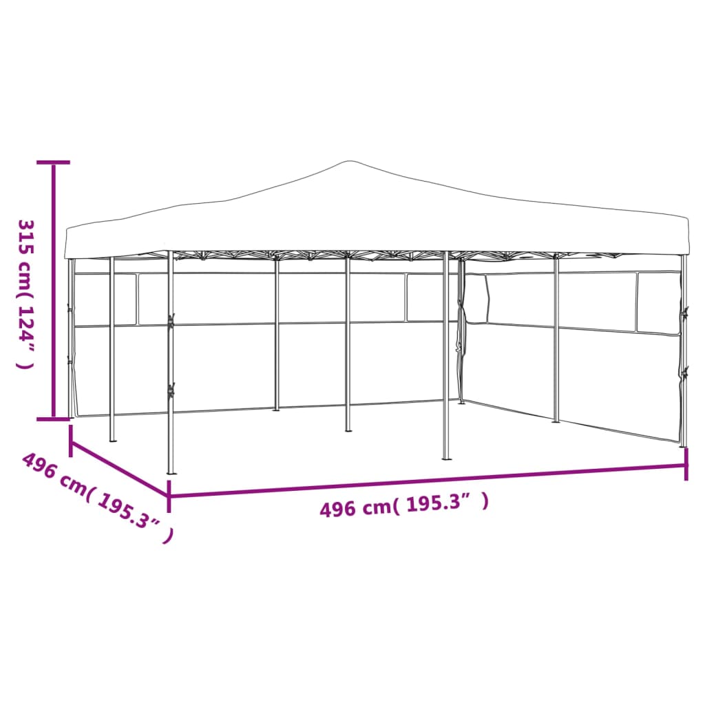 vidaXL Сгъваема шатра с 2 странични стени, 5x5 м, синя