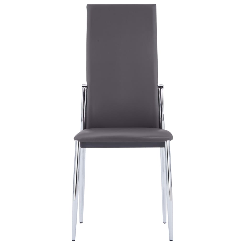 vidaXL Трапезни столове, 4 бр, сиви, изкуствена кожа