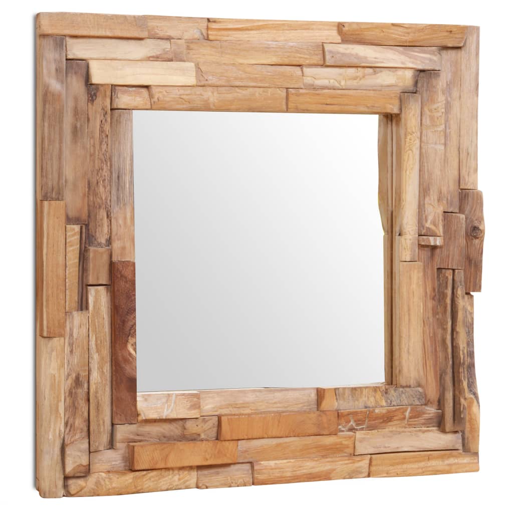 vidaXL Декоративно огледало, тиково дърво, 60x60 см, квадратно