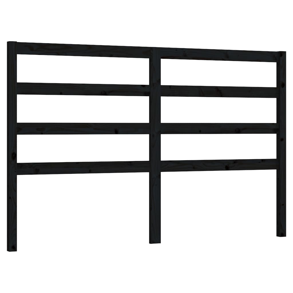vidaXL Горна табла за легло, черна, 146x4x100 см, бор масив