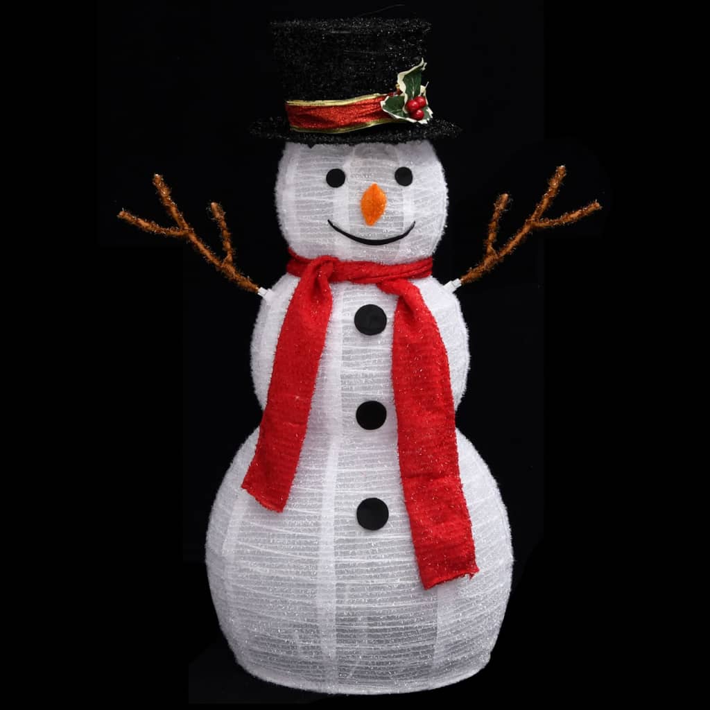 vidaXL Декоративна фигура на снежен човек с LED лукс плат 60 см
