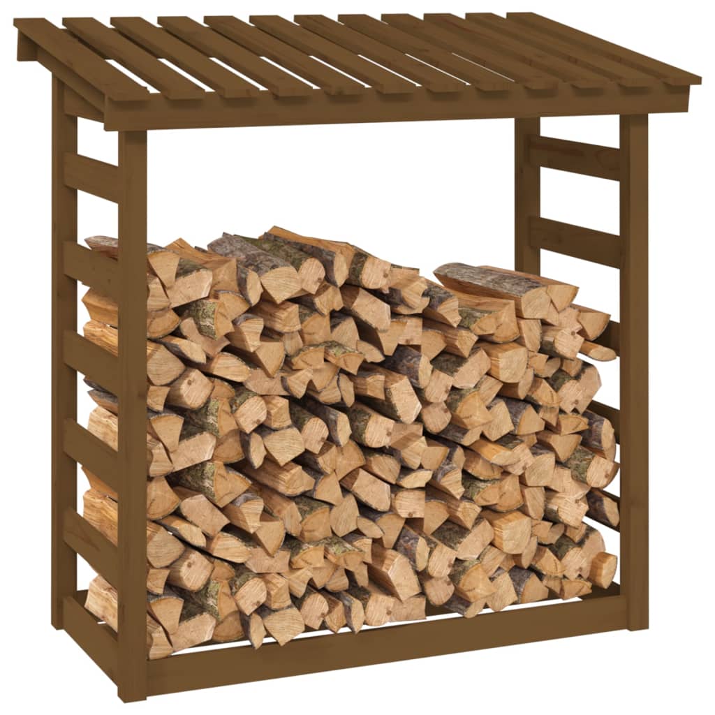 vidaXL Поставка за дърва за огрев, сива, 108x64,5x110 см, бор масив
