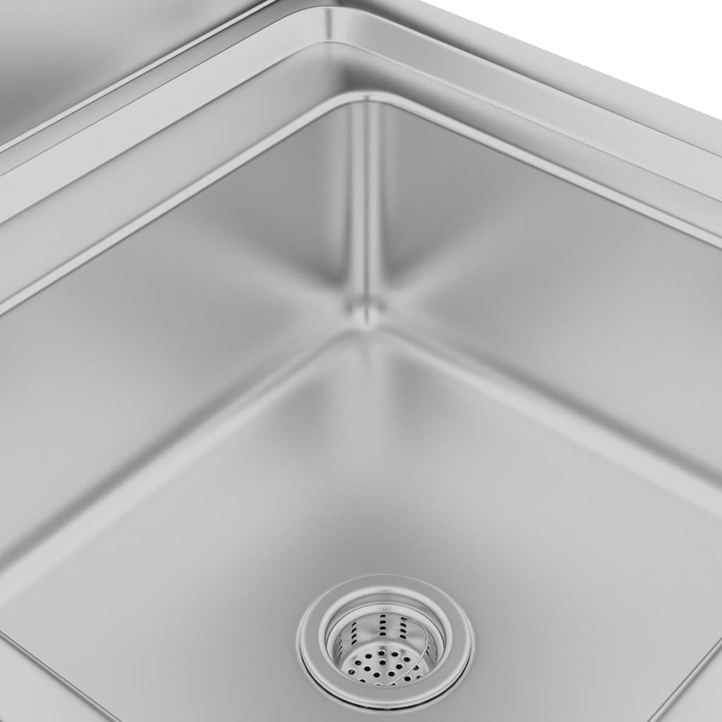 vidaXL Търговски кухненски шкаф за мивка 60x60x96 см инокс