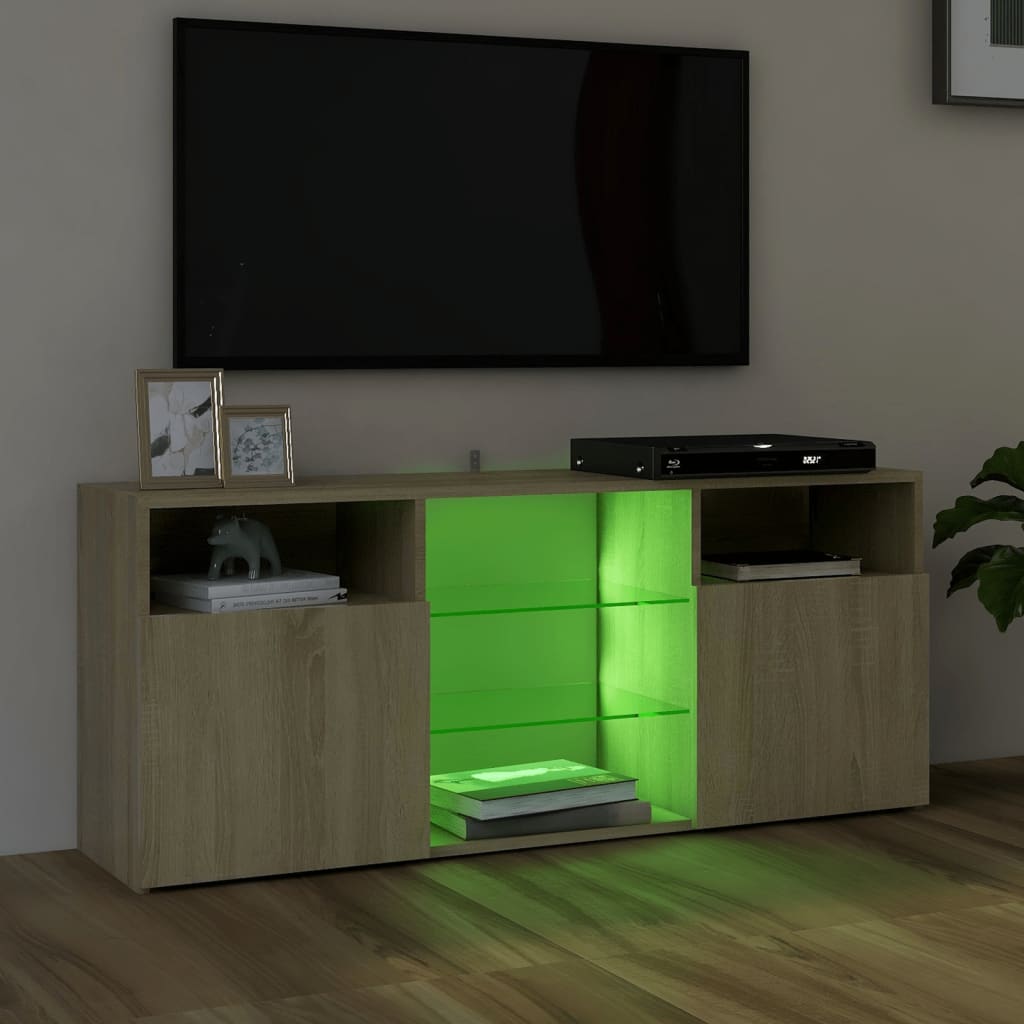 vidaXL ТВ шкаф с LED осветление, дъб сонома, 120x30x50 см