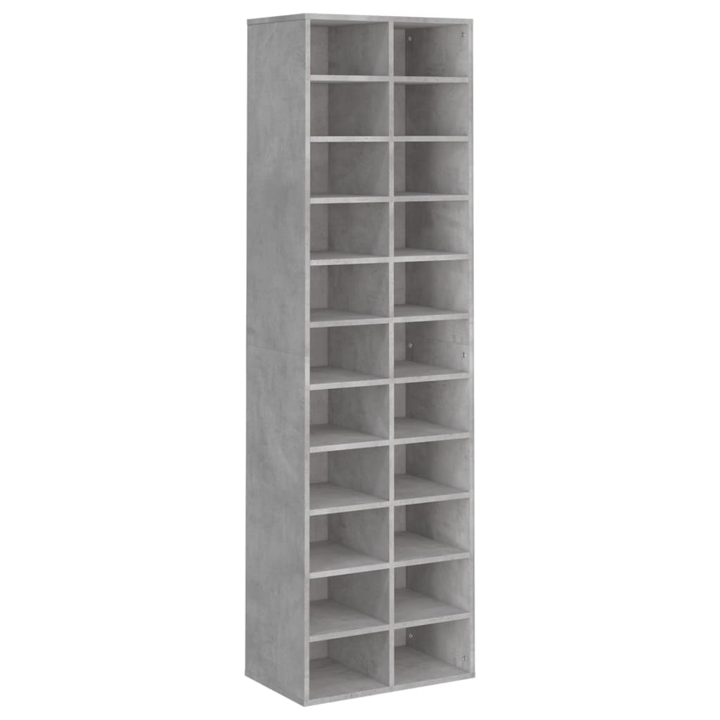 vidaXL Шкаф за обувки, бетонно сиво, 54x34x183 см, инженерно дърво
