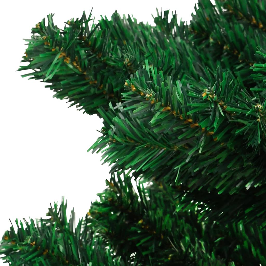 vidaXL Усукана осветена коледна елха със стойка, зелена, 150 см, PVC