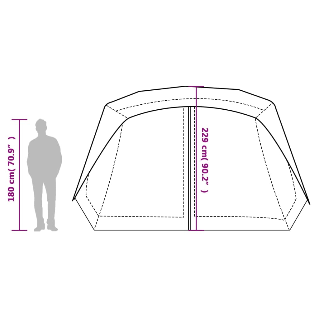 vidaXL Семейна палатка с LED 10-местна светлозелен бързо освобождаване