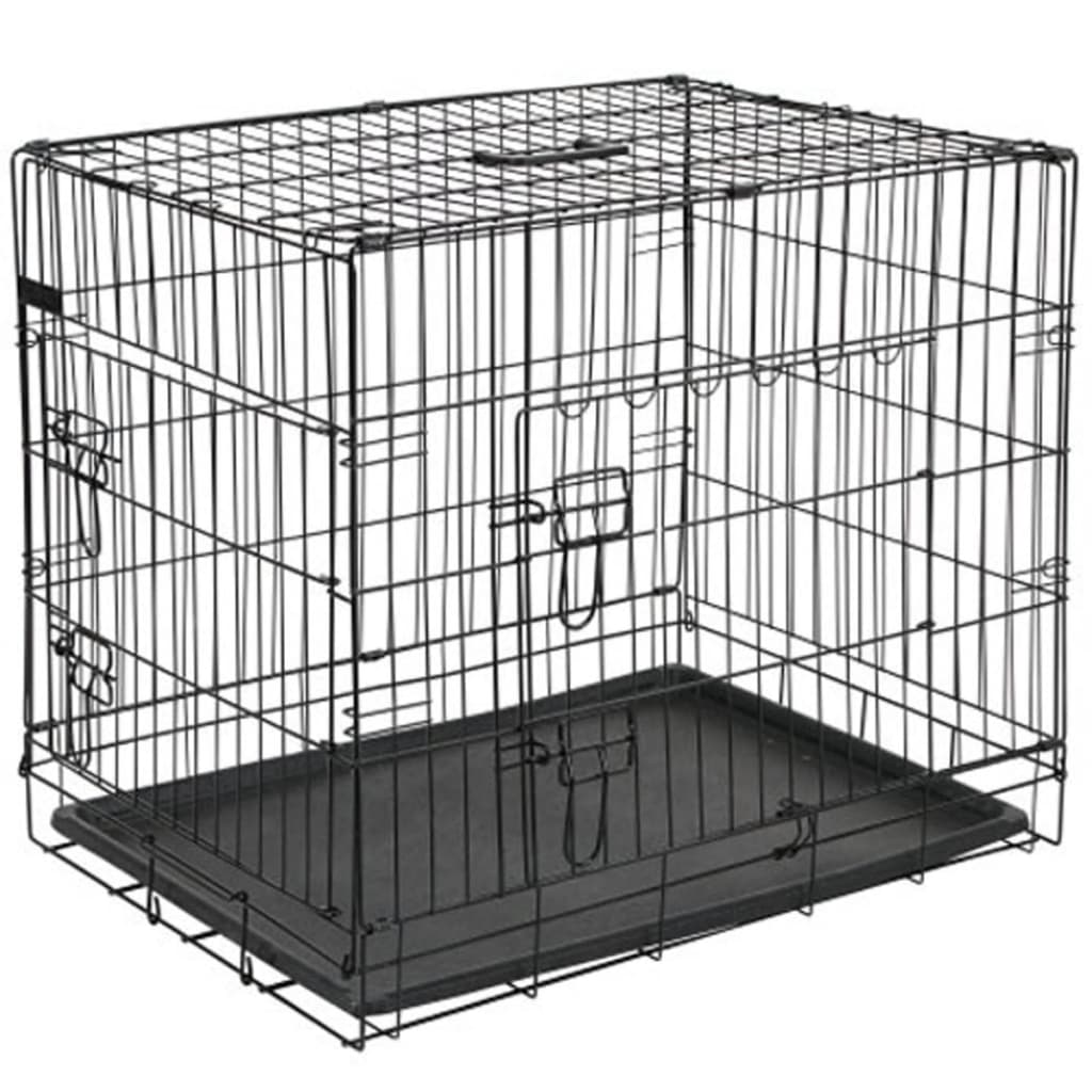 @Pet Клетка за кучета, метал, 63x44x50,5 см, черна, 15001