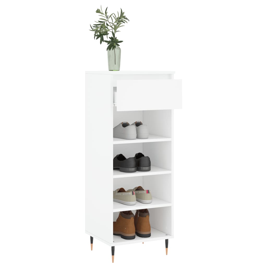 vidaXL Шкаф за обувки, бял, 40x36x105 см, инженерно дърво