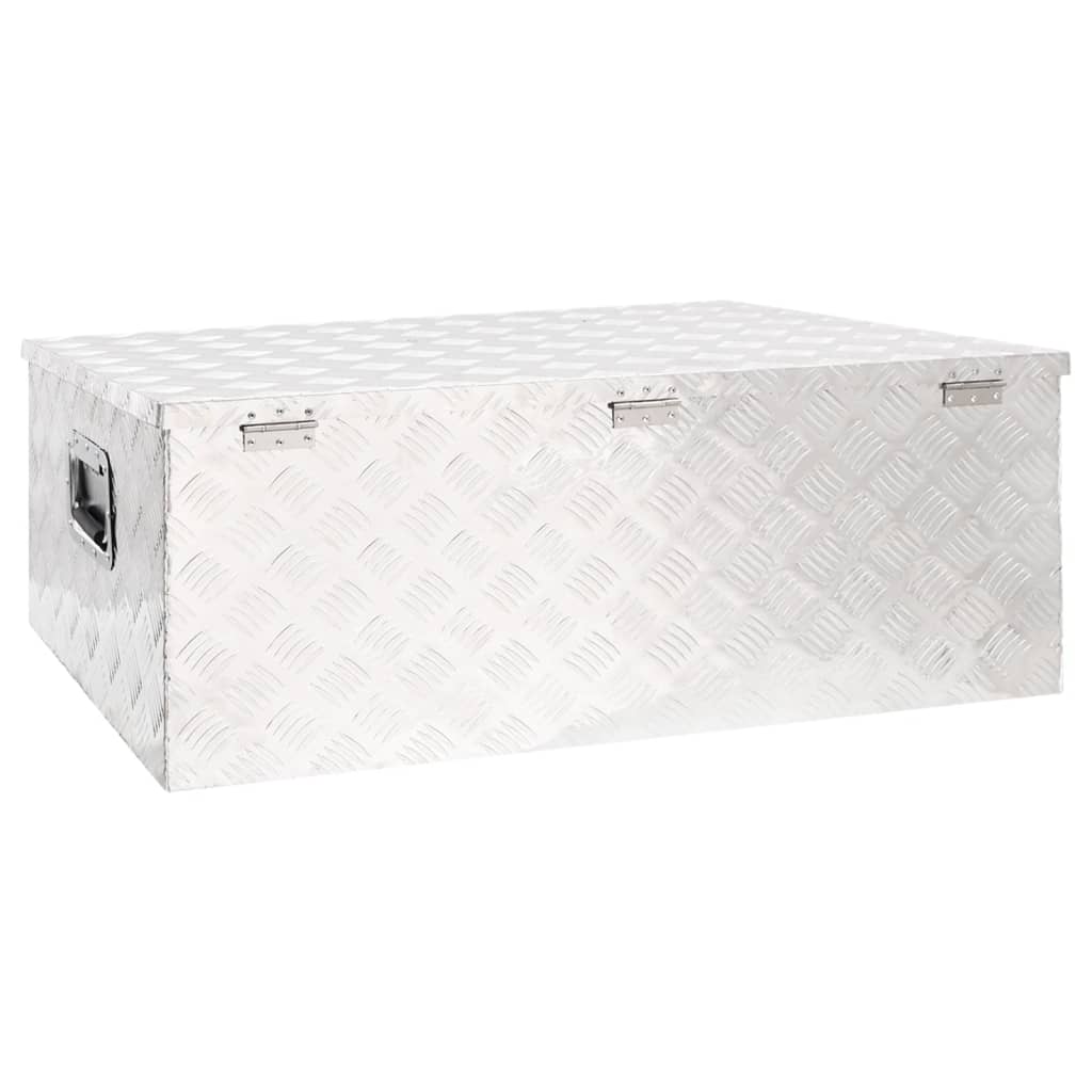 vidaXL Кутия за съхранение, сребриста, 100x55x37 см, алуминий