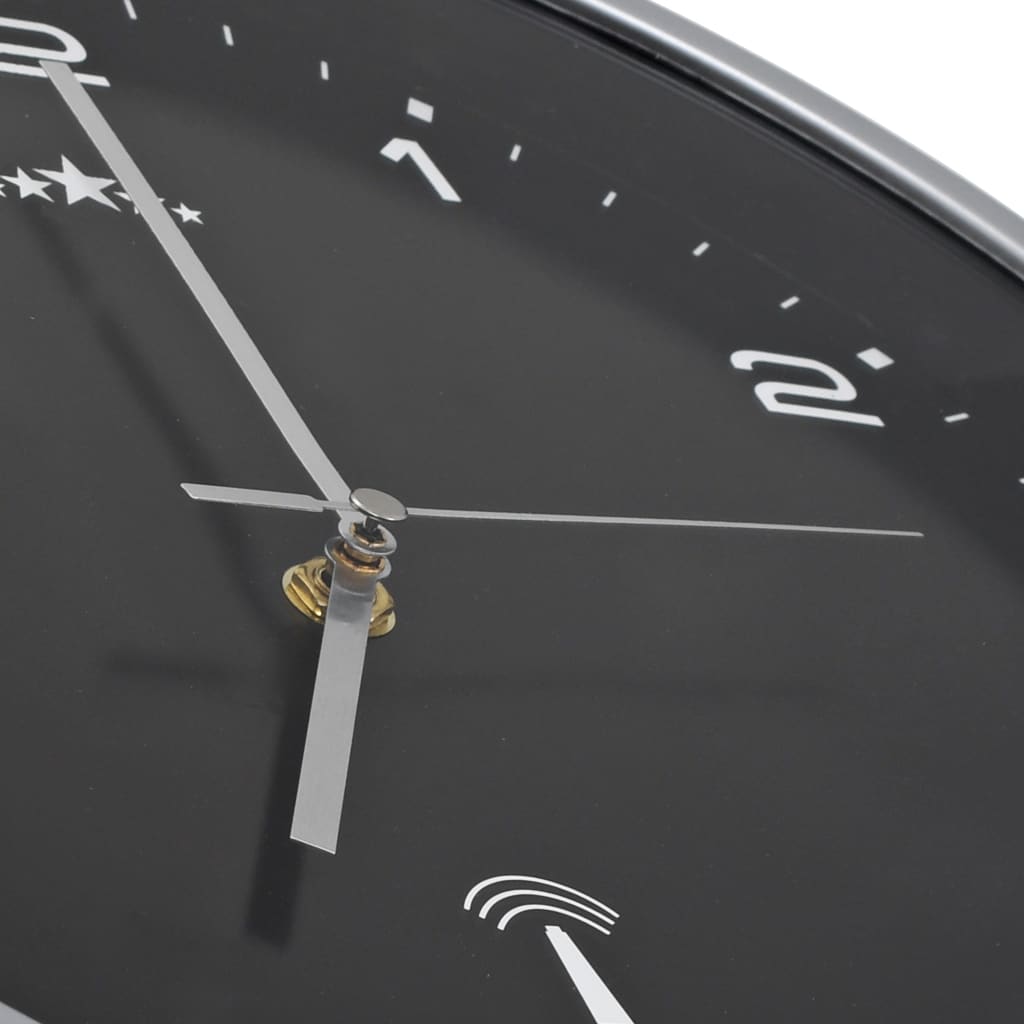 vidaXL Радиоуправляем стенен часовник с кварцов механизъм 31 см черен