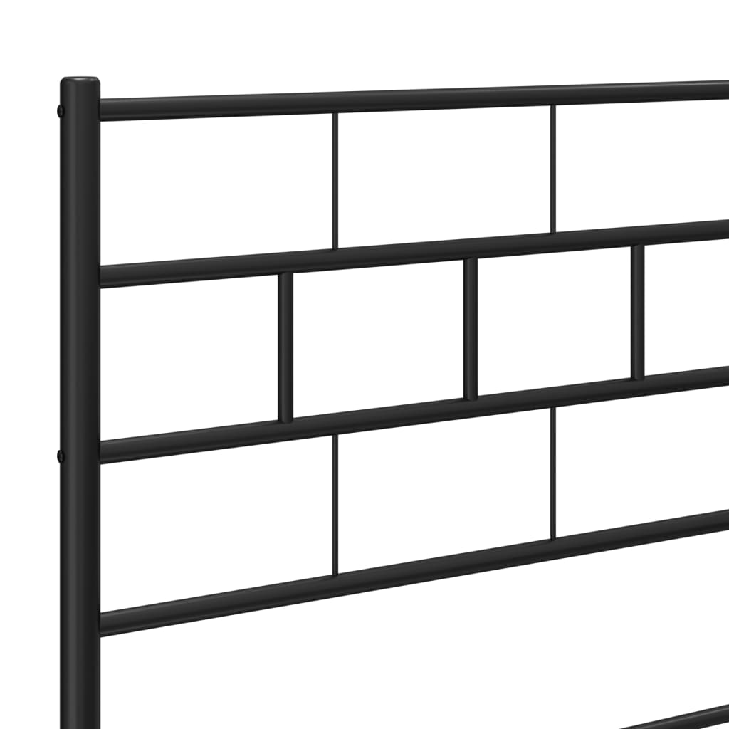 vidaXL Метална рамка за легло с горна и долна табла, черна, 75x190 см