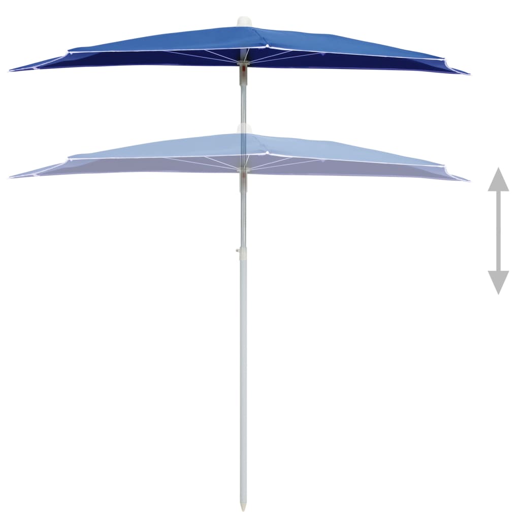 vidaXL Градински полукръгъл чадър с прът 180x90 см лазурносин