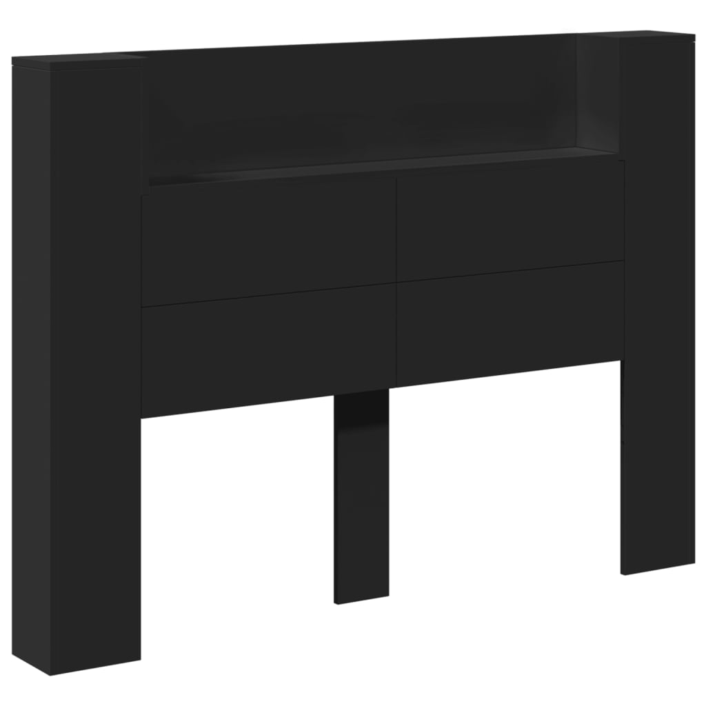 vidaXL Табла шкаф с LED, черен, 140x16,5x103,5 см