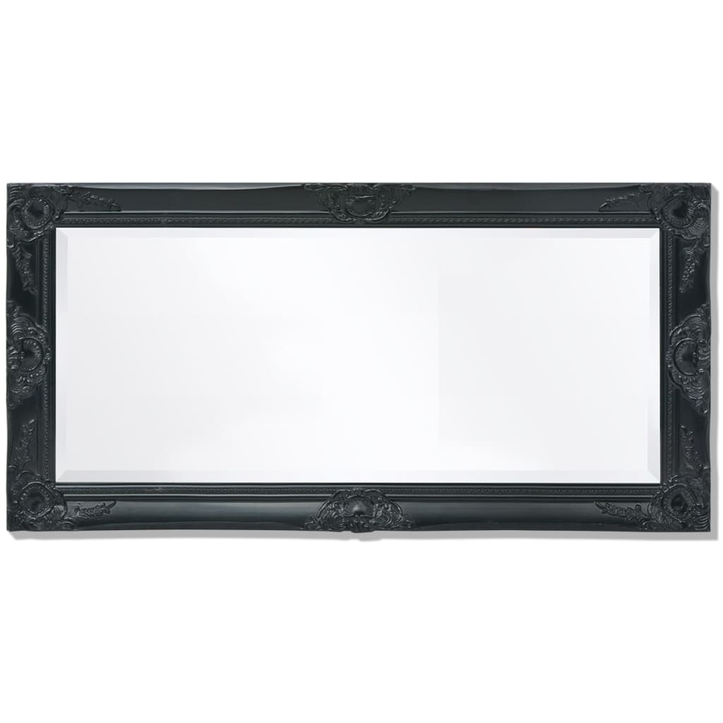 vidaXL Стенно огледало, бароков стил, 100x50 см, черно