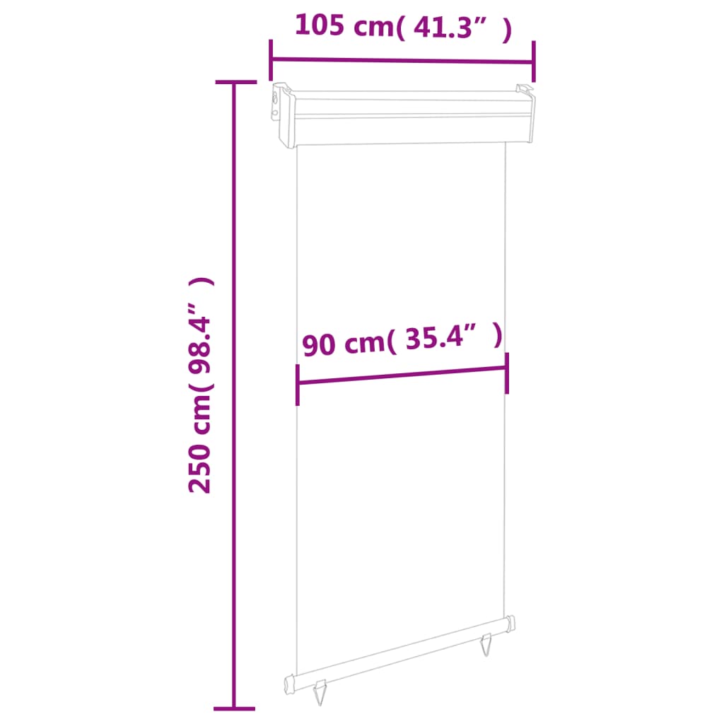 vidaXL Вертикална тента за балкон, 105x250 см, черна