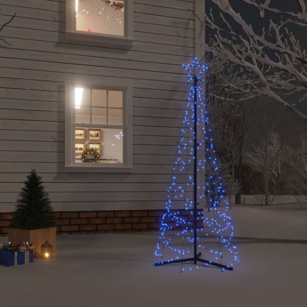 vidaXL Коледна елха конус, синьо, 200 LED, 70x180 см