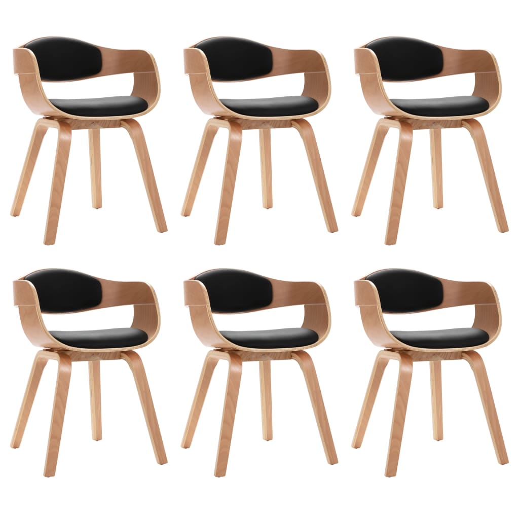 vidaXL Трапезни столове, 6 бр, извито дърво и изкуствена кожа