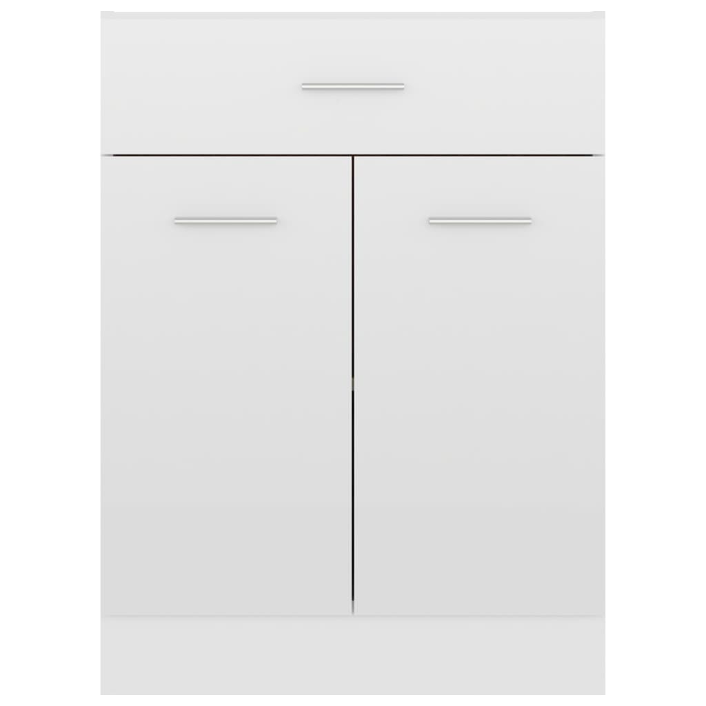 vidaXL Долен шкаф с чекмедже, бял гланц, 60x46x81,5 см, ПДЧ