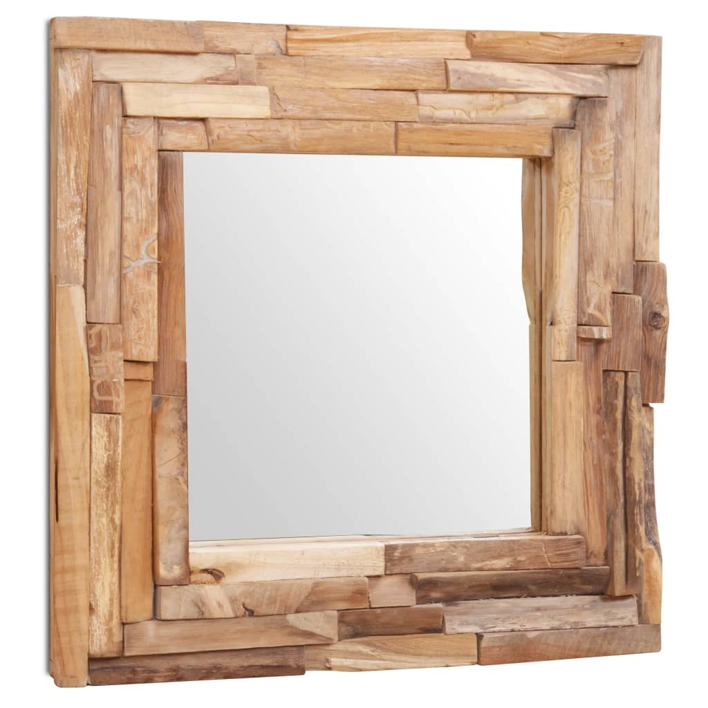 vidaXL Декоративно огледало, тиково дърво, 60x60 см, квадратно
