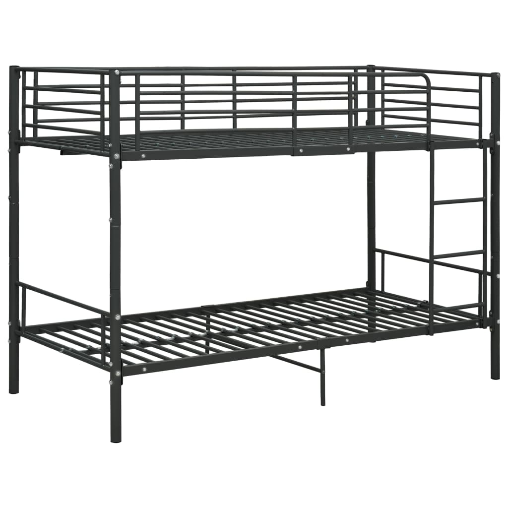 vidaXL Двуетажно легло, черно, метал, 90x200 см