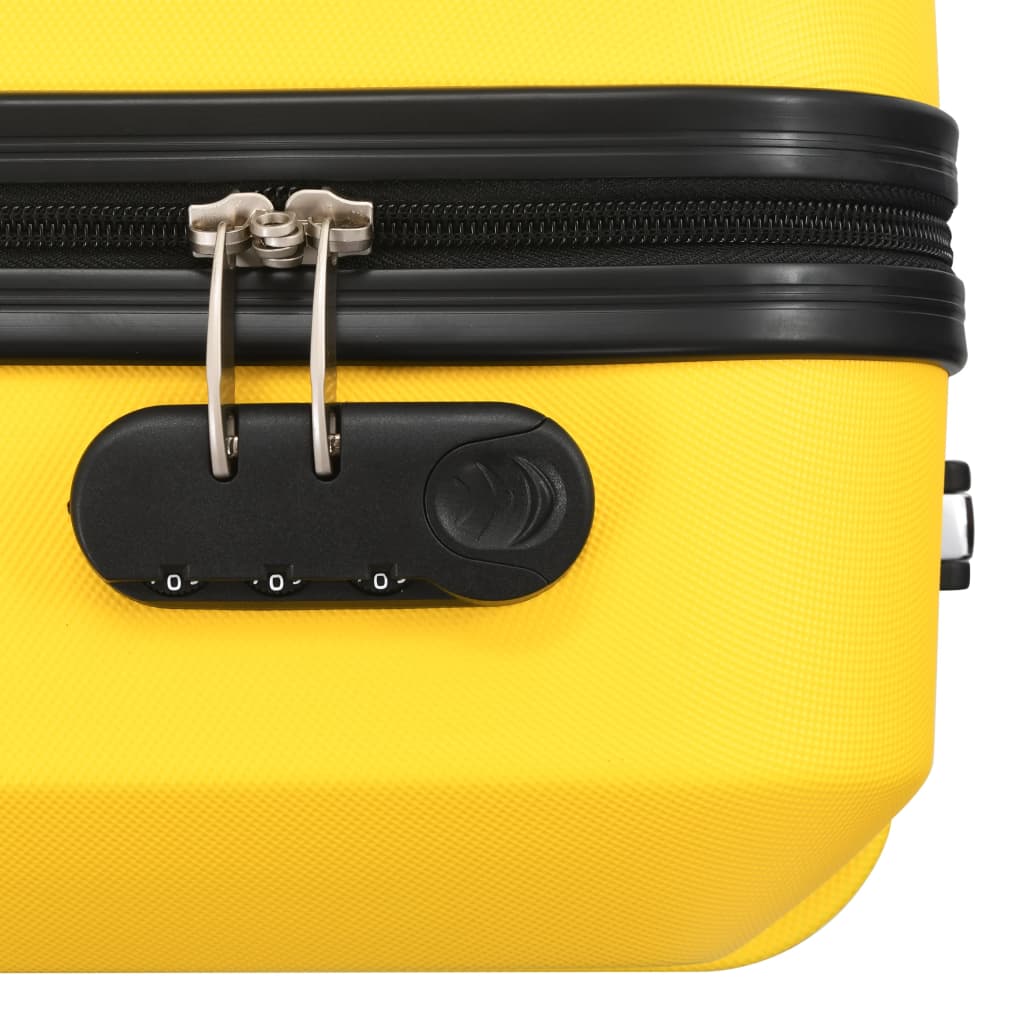 vidaXL Комплект твърди куфари с колелца, 3 бр, жълти, ABS