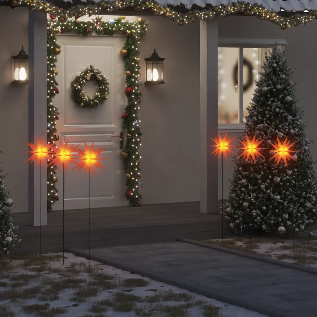 vidaXL Коледни лампи с шипове, 3 бр, LED, сгъваеми, червени, 35 см