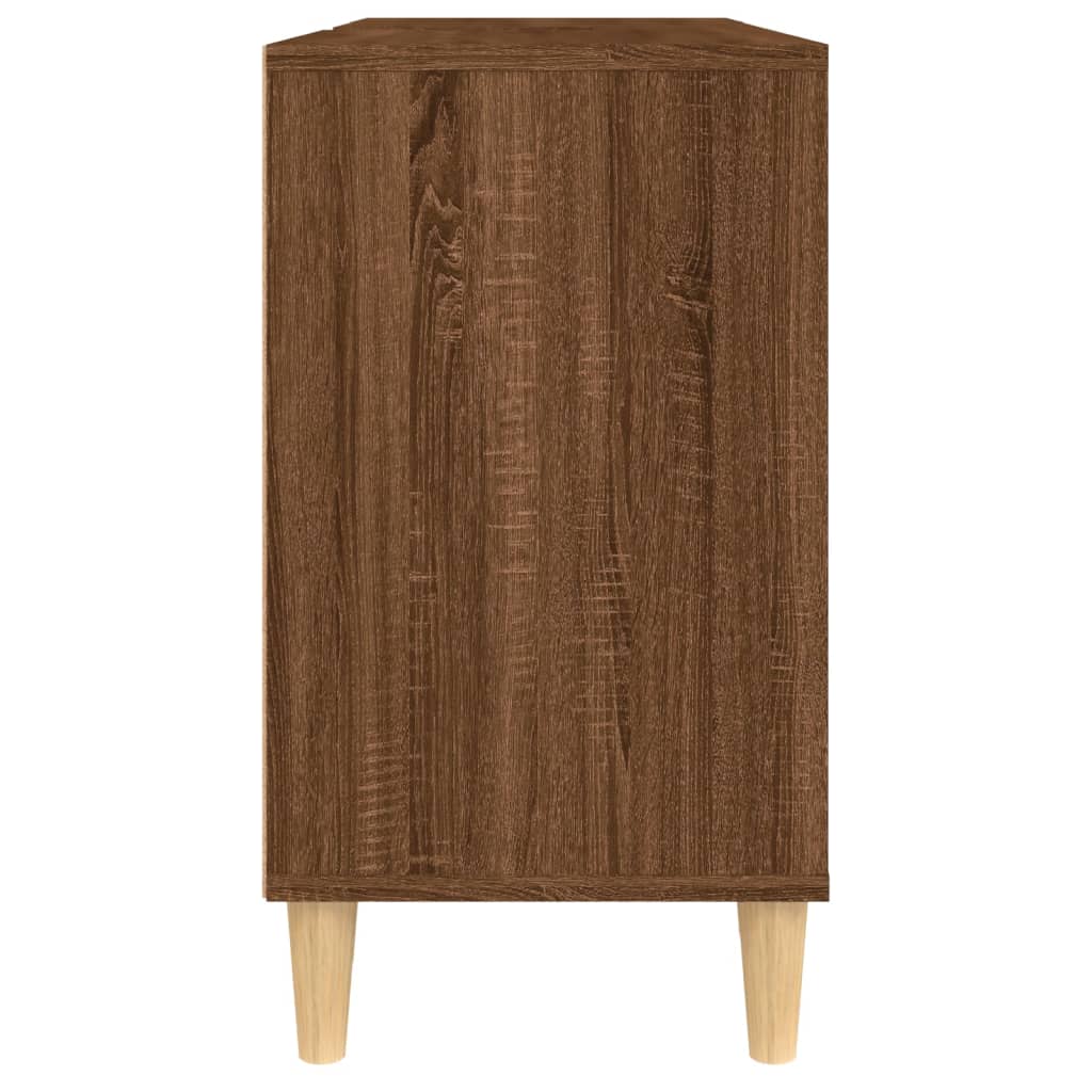 vidaXL Шкаф за мивка, кафяв дъб, 80x33x60 см, инженерно дърво