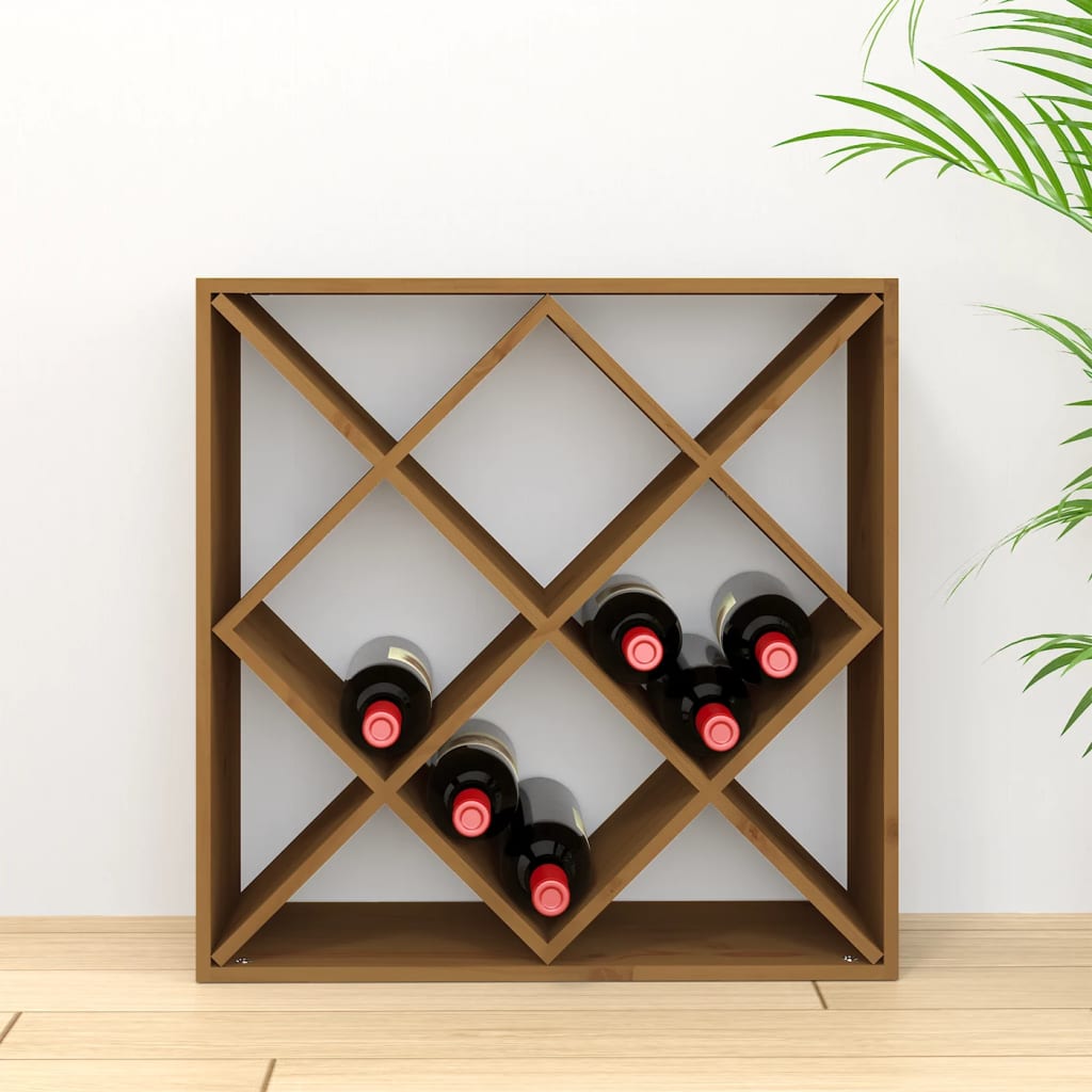 vidaXL Шкаф за вино меденокафяв 62x25x62 см масивна дървесина бор