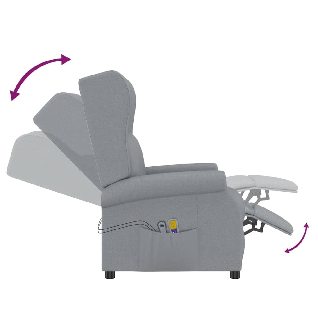 vidaXL Wingback електрически масажен стол, светлосив, текстил