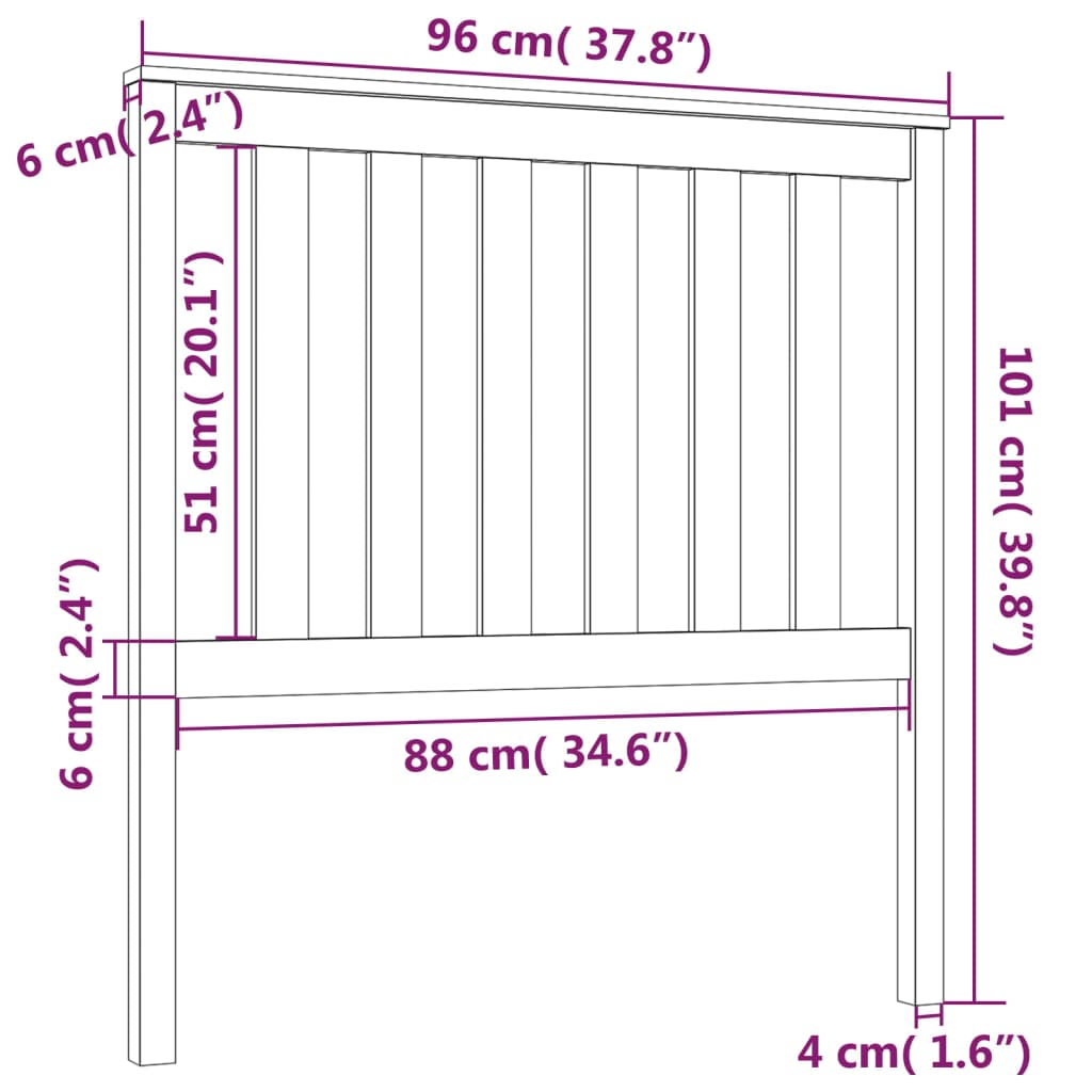 vidaXL Горна табла за легло, меденокафява, 96x6x101 см, бор масив