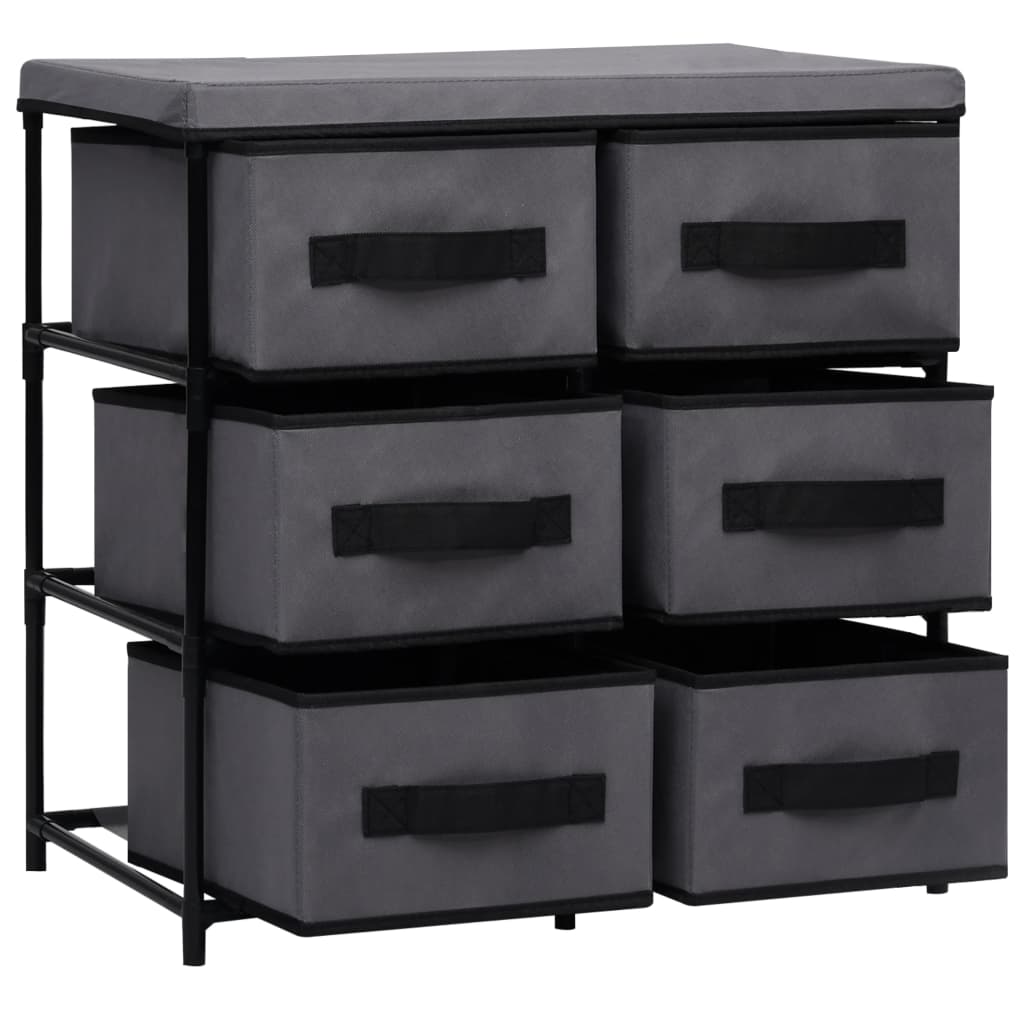 vidaXL Шкаф за съхранение с 6 чекмеджета, 55x29x55 см, сив, стомана