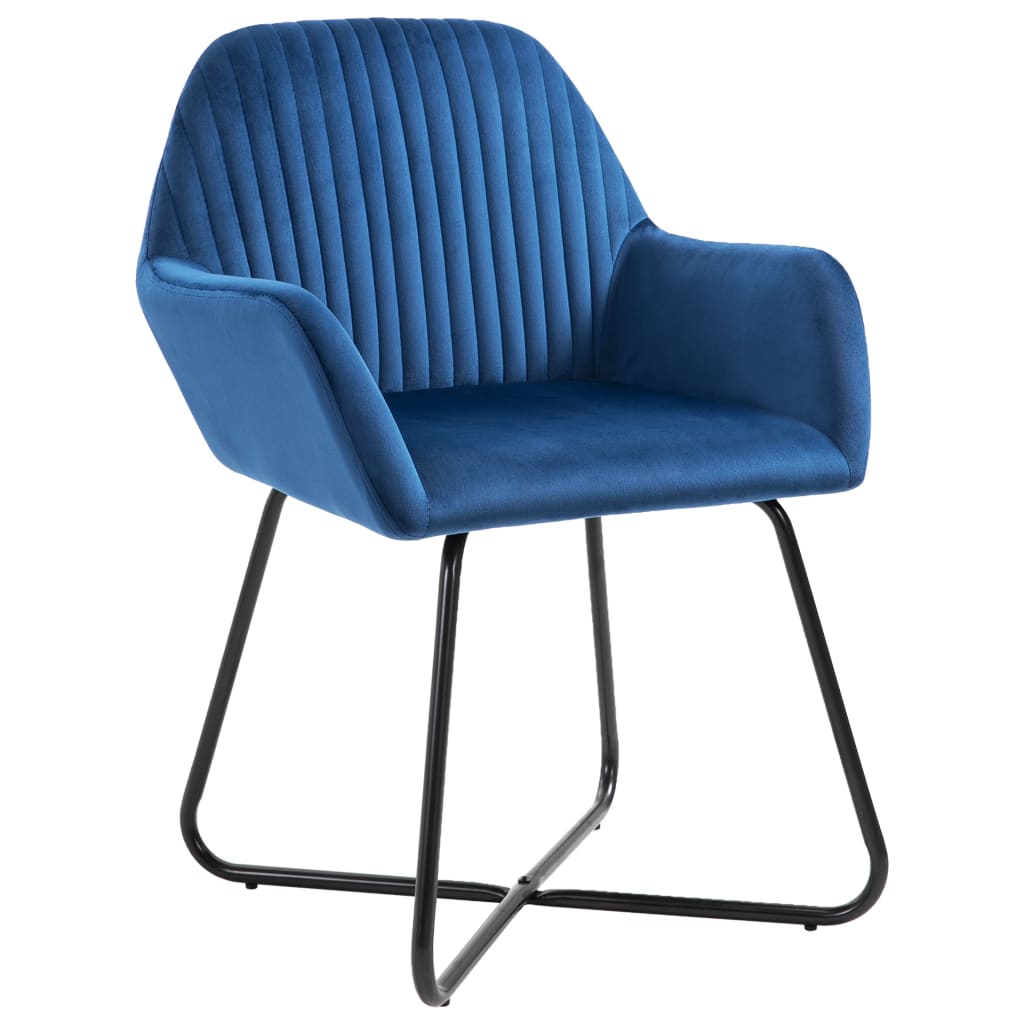 vidaXL Трапезни столове, 2 бр, сини, кадифе