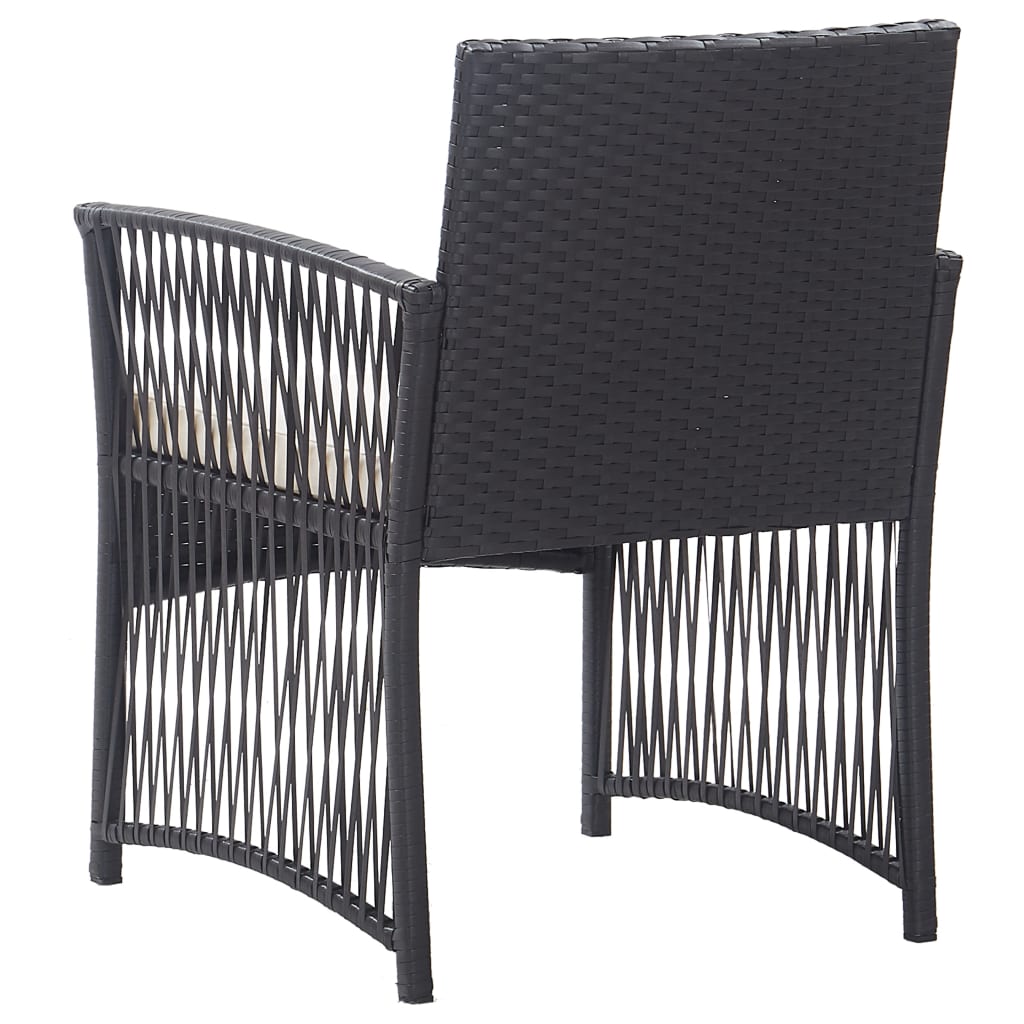 vidaXL Градински кресла с възглавници, 2 бр, черен полиратан