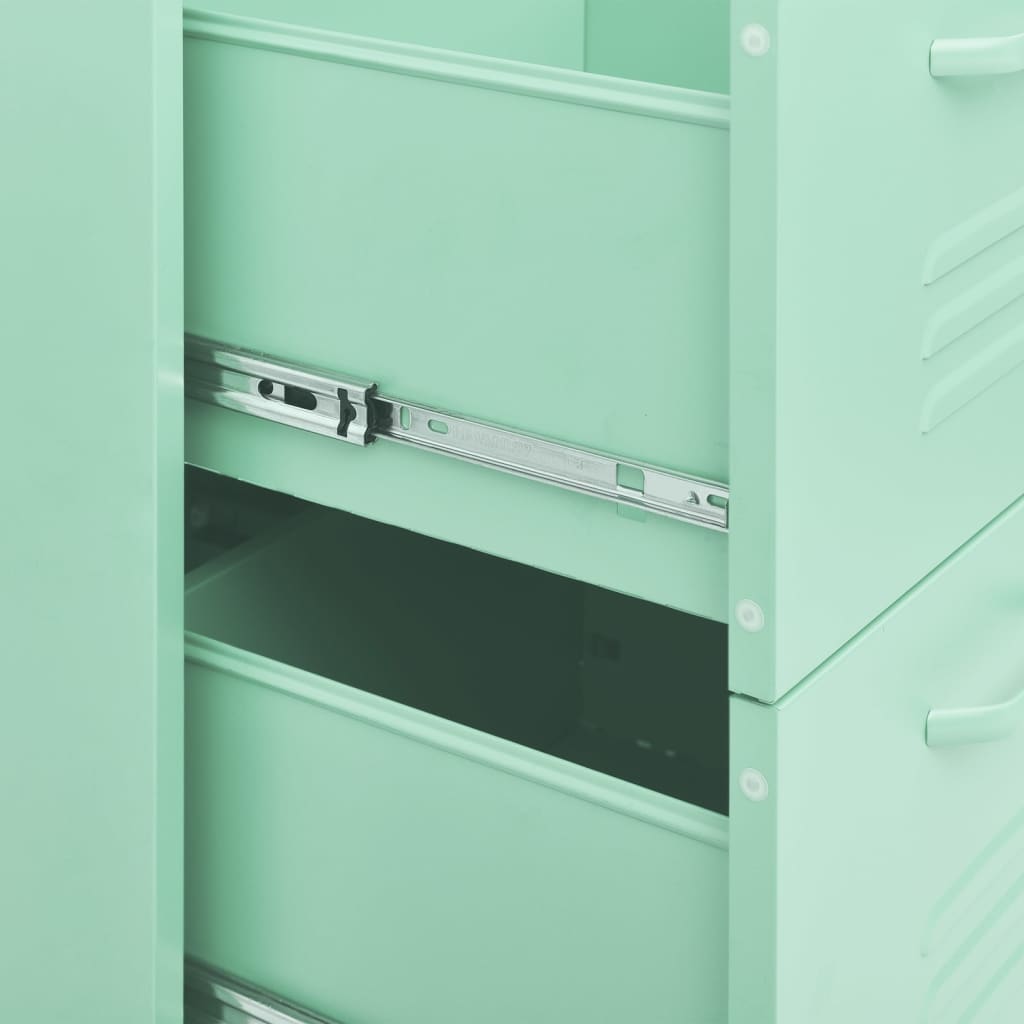 vidaXL Шкаф с чекмеджета, ментово зелено, 80х35х101,5 см, стомана